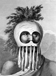 Un homme des îles Sandwich avec un masque, illustration de 